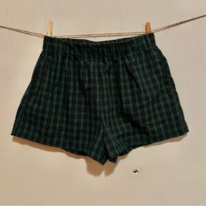 Elastic Waist Plaid Shorts